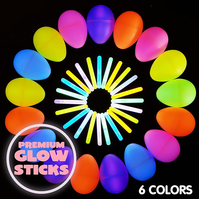 🔥Last Day 50% OFF🔥Eggs with Mini Glow Sticks(Set OF 6 Colors/green,orange,pink,yellow,blue,purple)