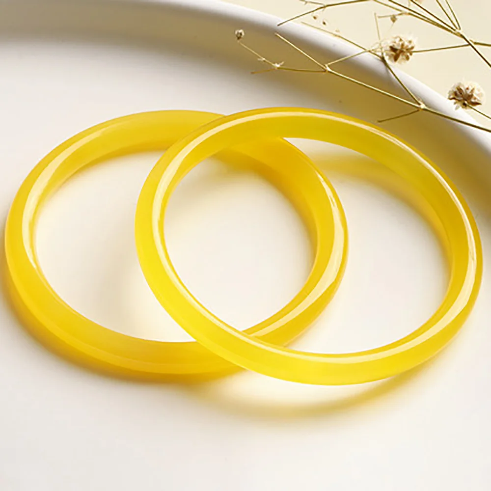 Yellow Agate Bangle Natural Jade Fine Jewelry 6MM Elegant Bracelets For Women Fashion Accessories Holiday Gifts Free Shipping