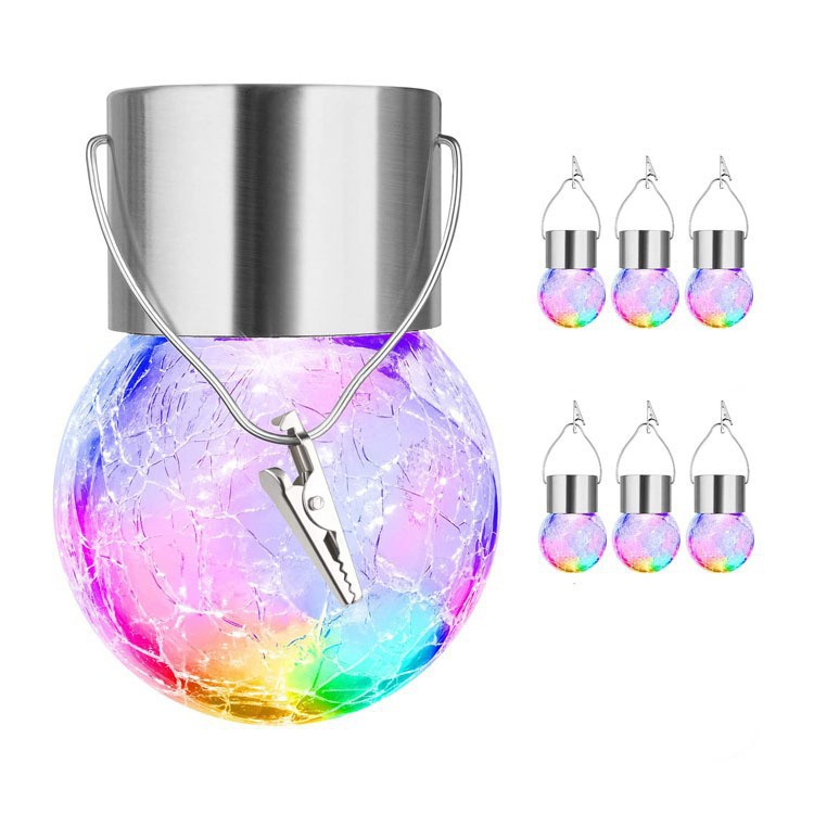 🎄Early Christmas New Sale🎄Multi-Color Changing Cracked Glass Hanging Ball Waterproof Solar Outdoor Lights