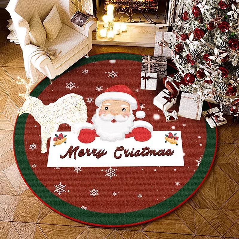 Christmas round carpet atmosphere washable dirt resistant full spread sofa coffee table blanket Christmas tree festive decoration mat