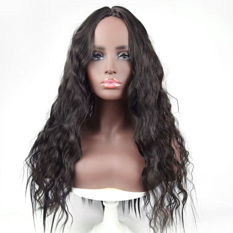 Luna Wigs Mid-point Bangs Long Curly Wig for African Americans