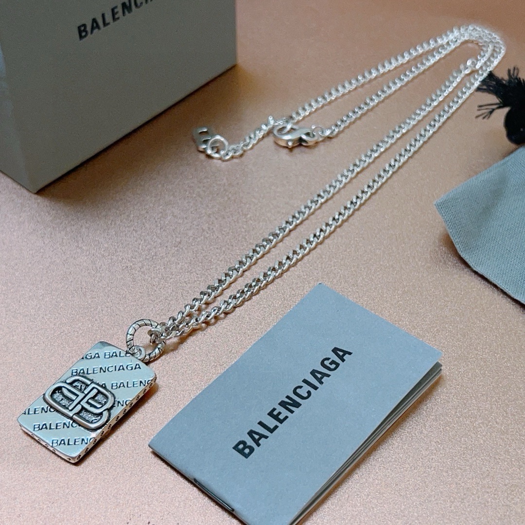 Balenciaga BB Square Chain Necklace