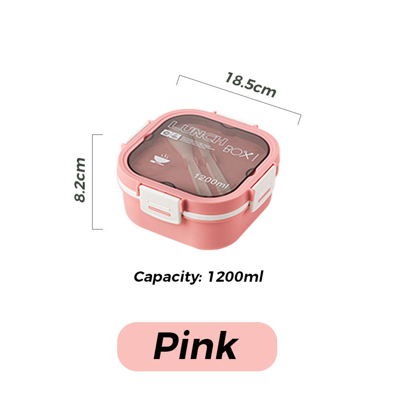 1200ml/1700ml Lunch Box with Spoon & Fork - Microwave Safe