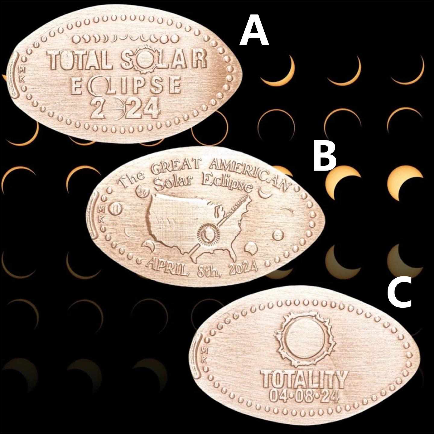 Great American Solar Eclipse 2024 | Pressed Copper Penny