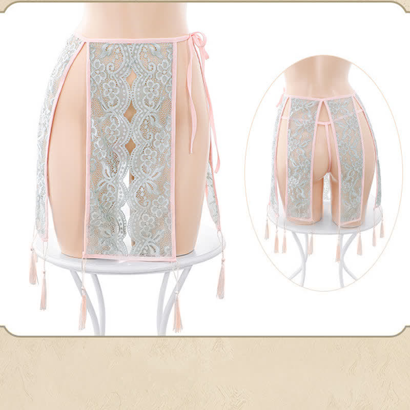Vintage Embroidery Buckle Tassel Split Han Lingerie Set