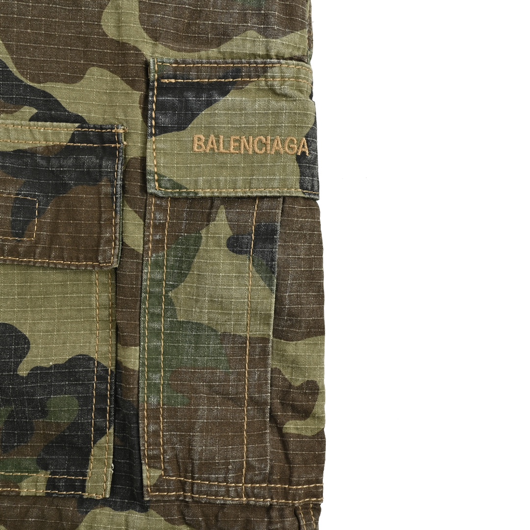 Balenciaga 24Fw Flared Cargo Cotton Camouflage Cargo Pants