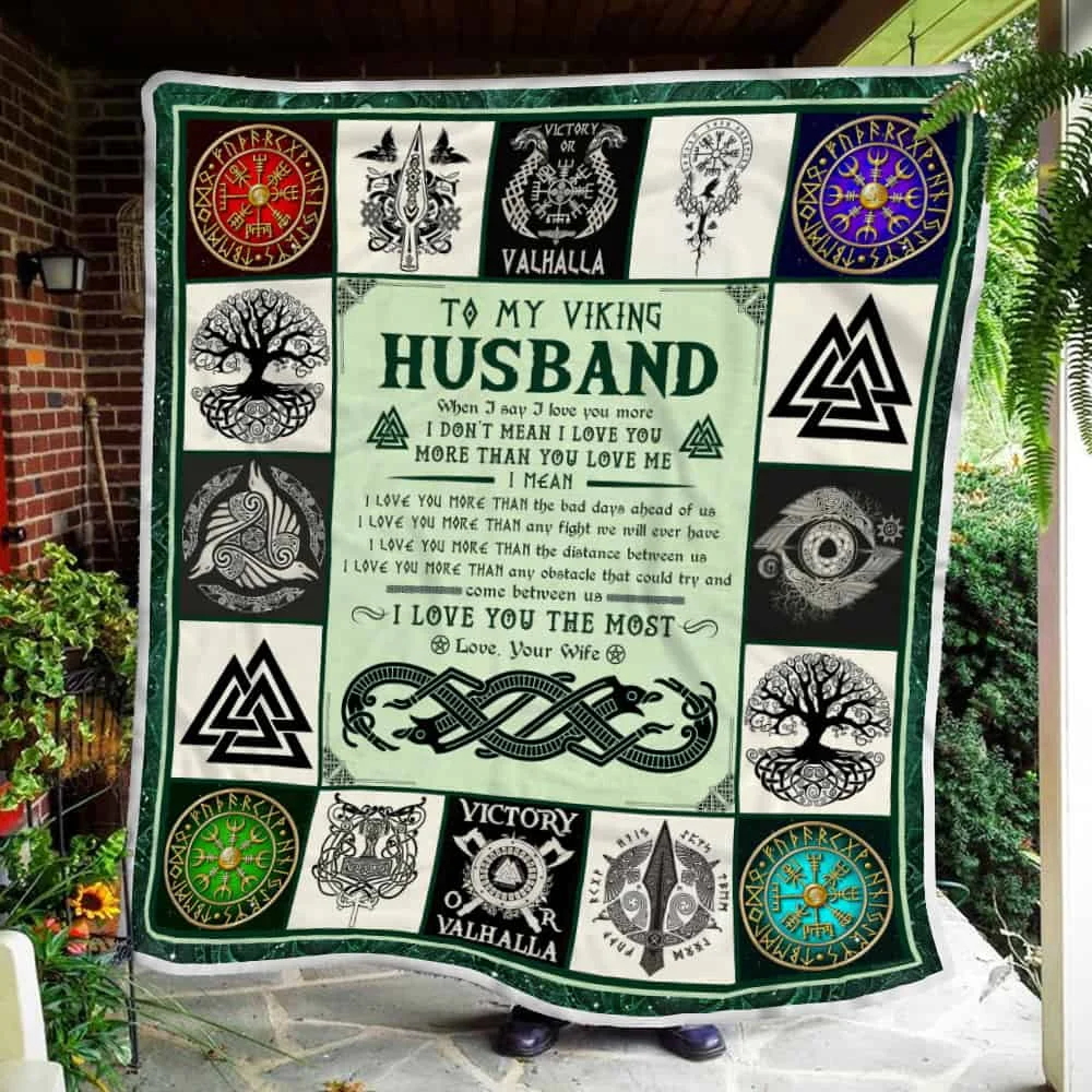 To My Viking Husband, I Love You The Most, Love Your Wife Sofa Throw Blanket