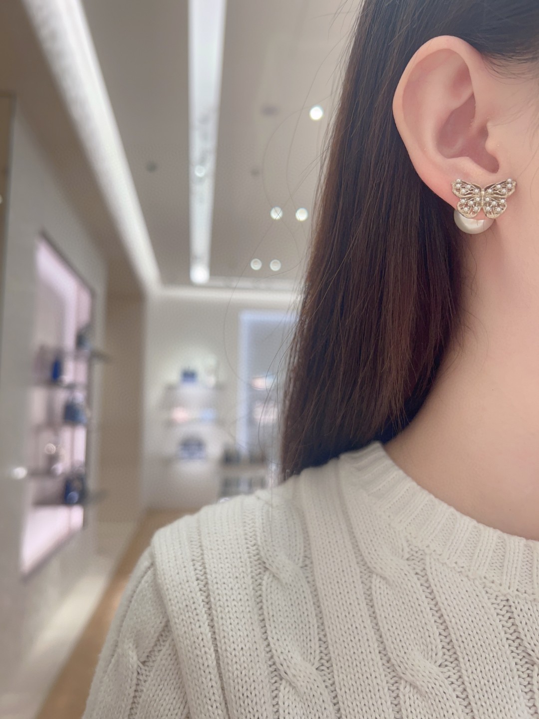 Dior Hollow Butterfly Earrings