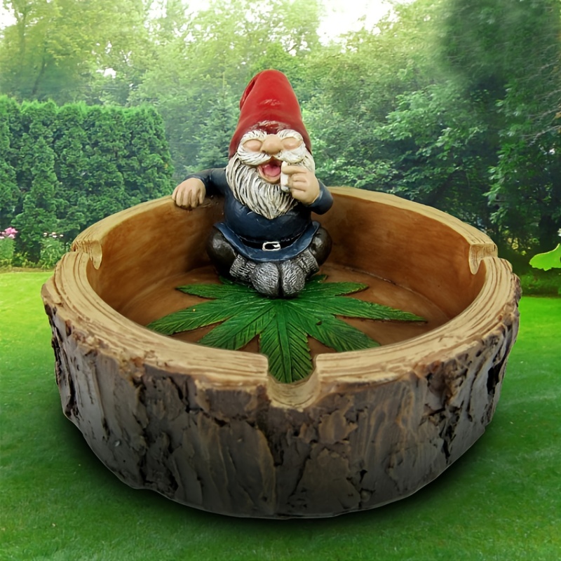 1pc Outdoor Garden Resin Handicraft Decorative Ornaments, Dwarf In The Bath Basin, Creative Home Office Ornaments, Multi-Functional Ashtray Ornaments