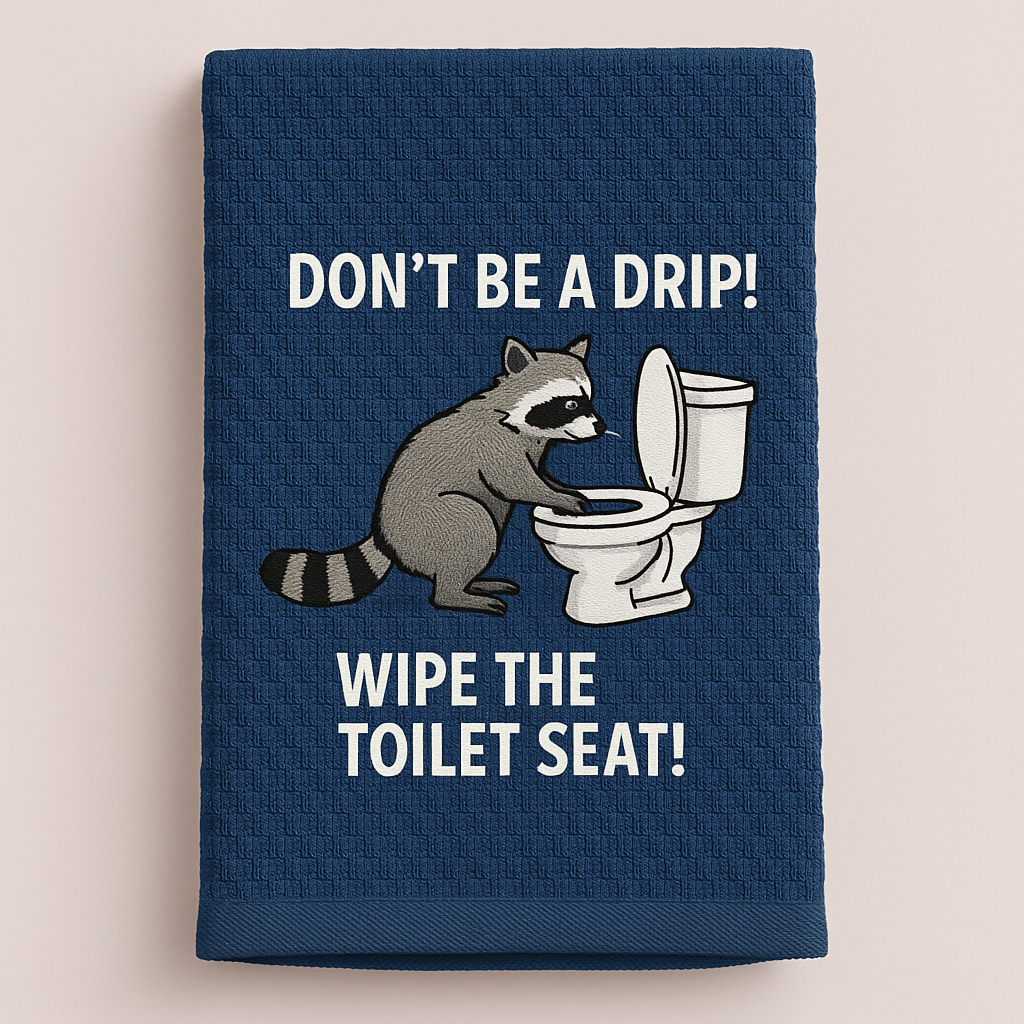 🦝🚽Wild Raccoon Bathroom Etiquette Towel