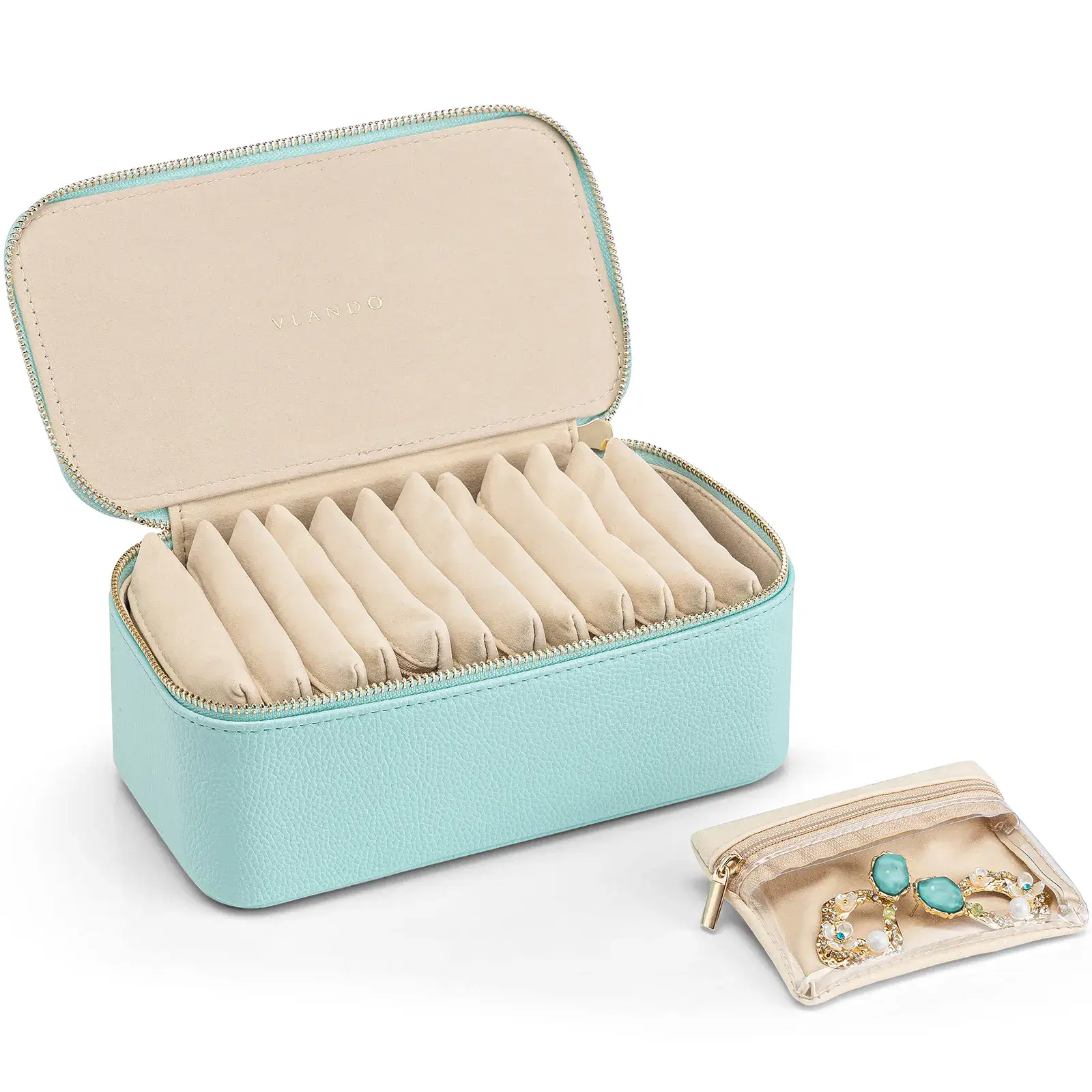 ✨2024 NEW✨Travel Storage Bags,Leather Jewelry Case for 12 Clear Velvet Bags