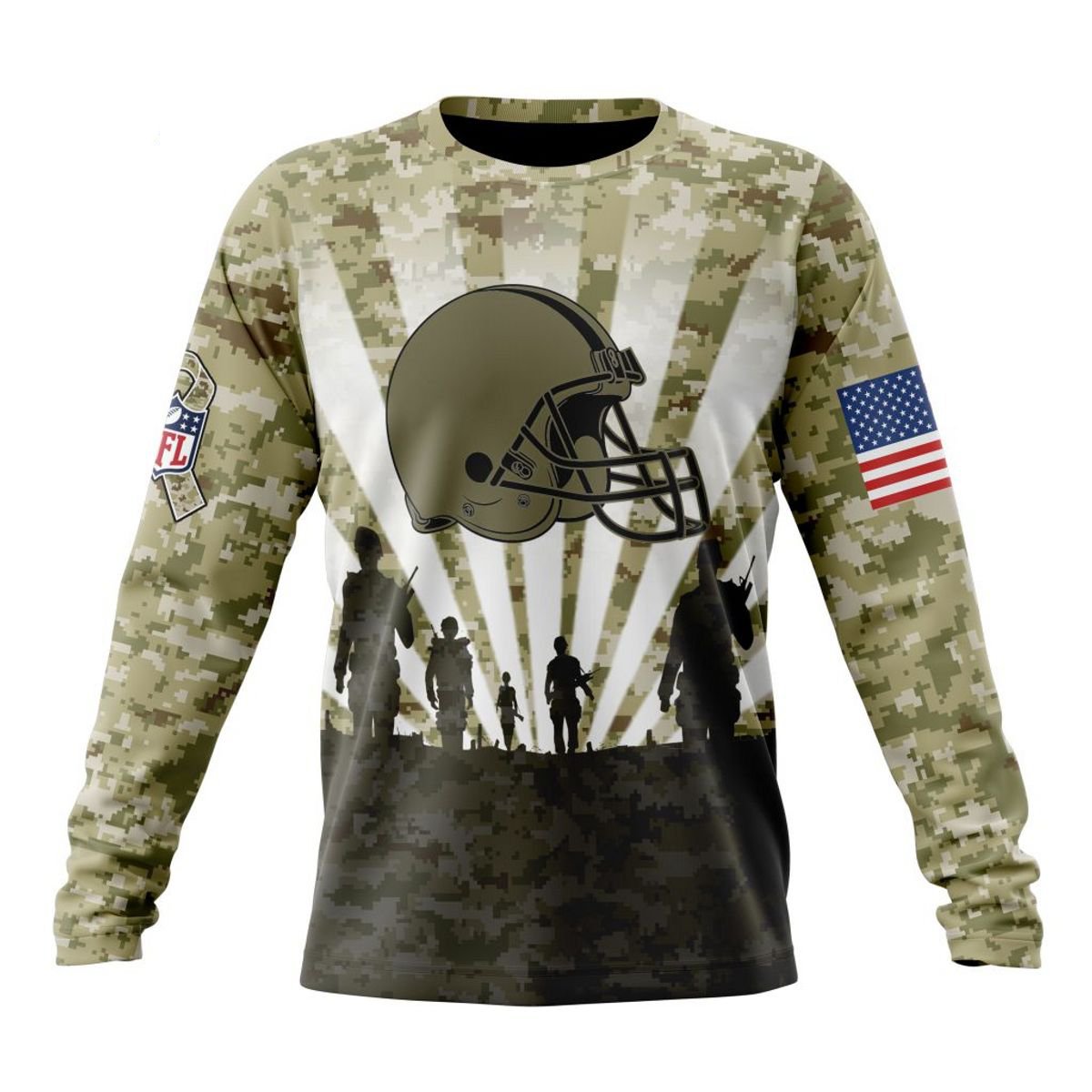 CLEVELAND BROWNS 3D HOODIE HONOR VETERANS