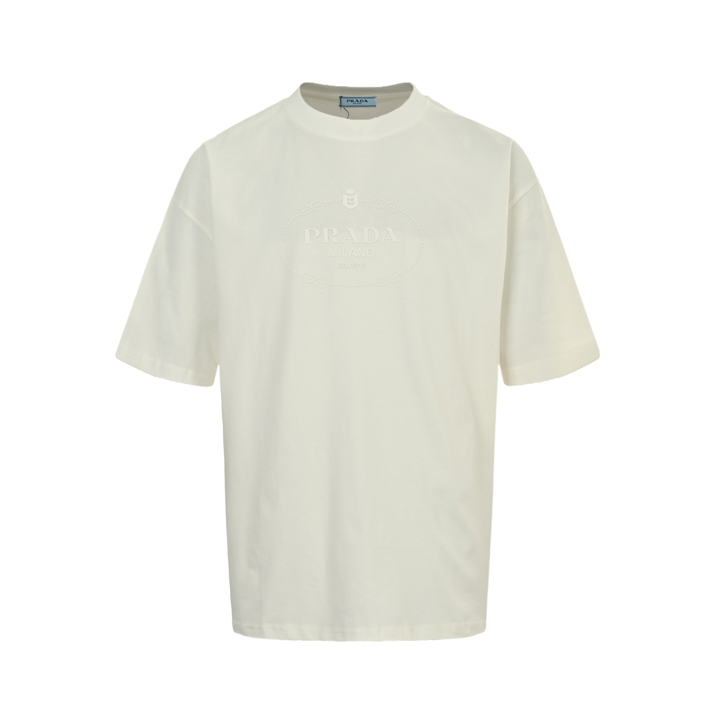 Prada 25ss embossed lettering short-sleeved shirt