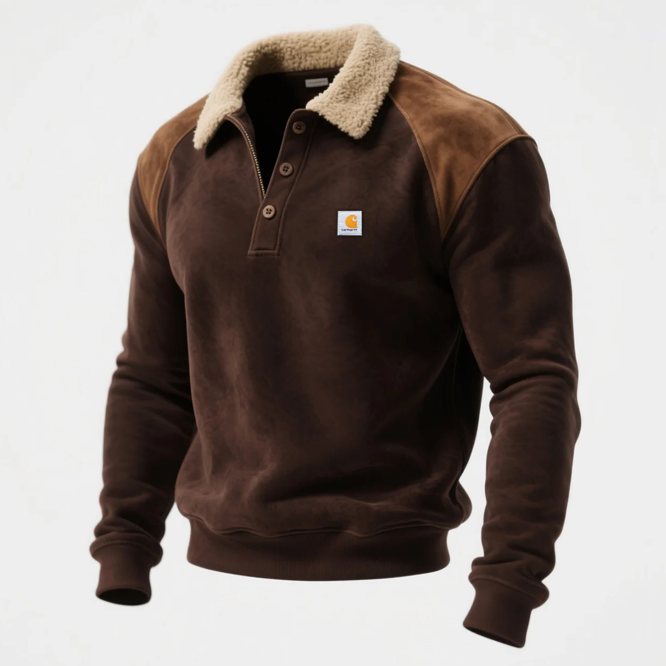 Cozy Winter Jacket with Faux Fur Collar and Half-Zip Design