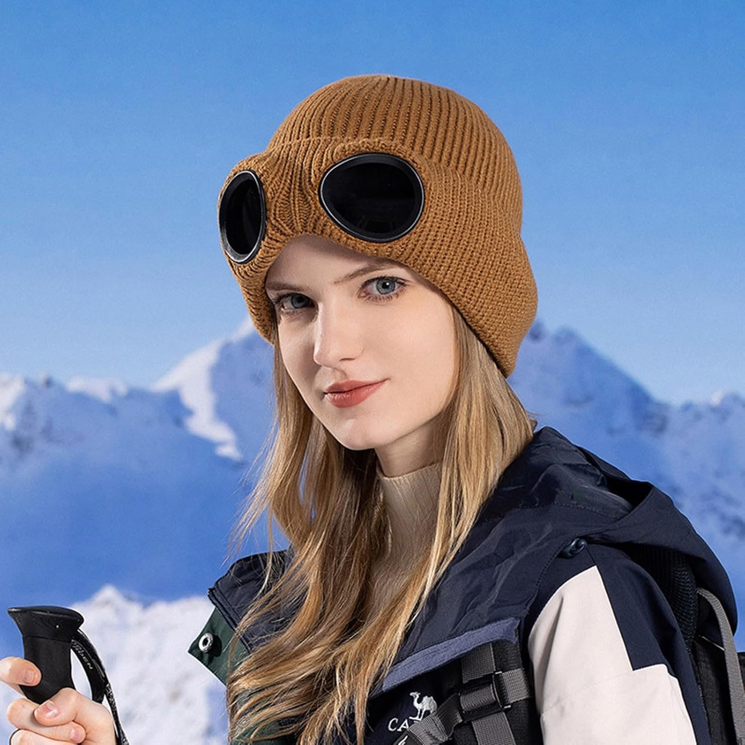 Winter Goggle Knitted Beanie Hat