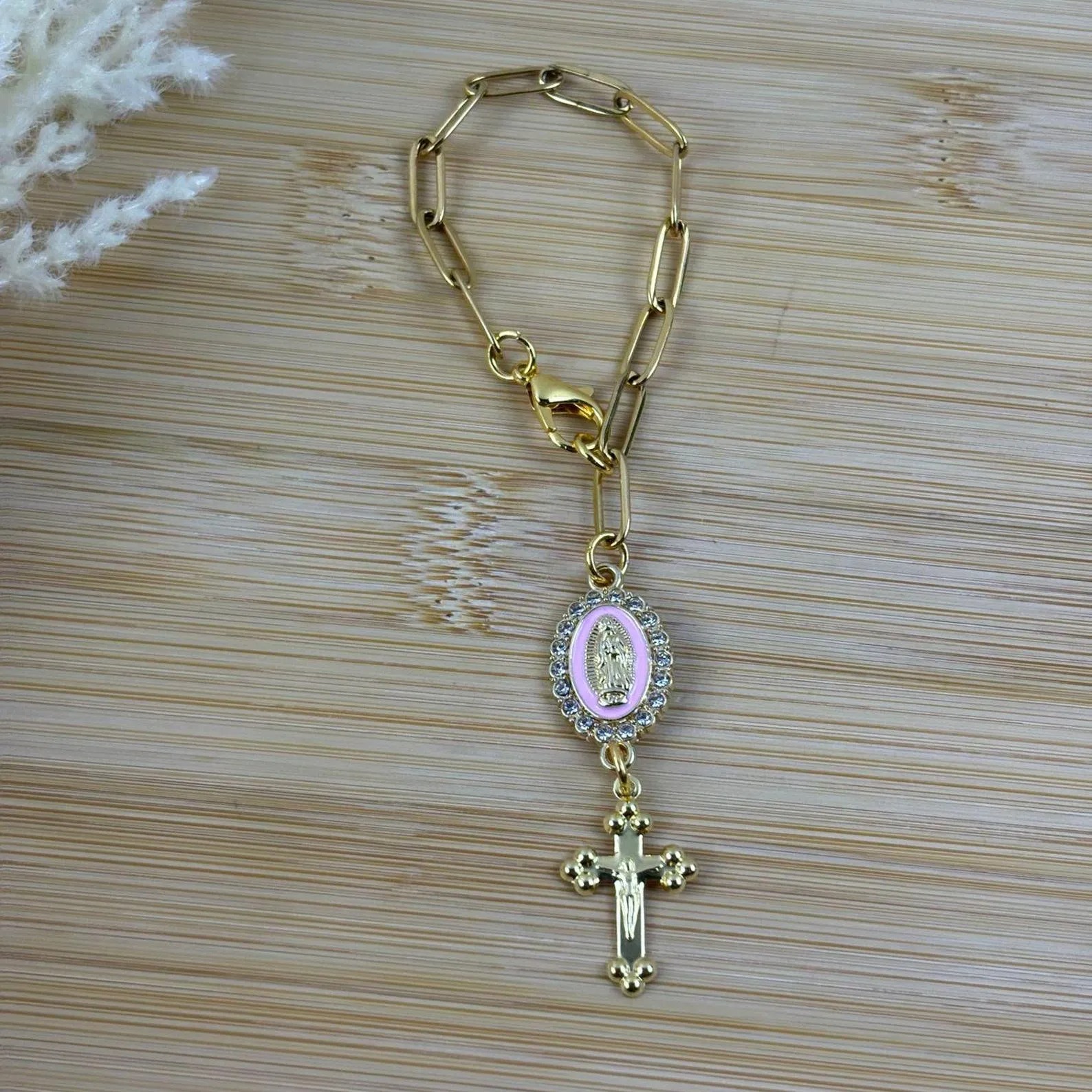 ✝️Pink Steering Wheel Rosary Charm Accessory