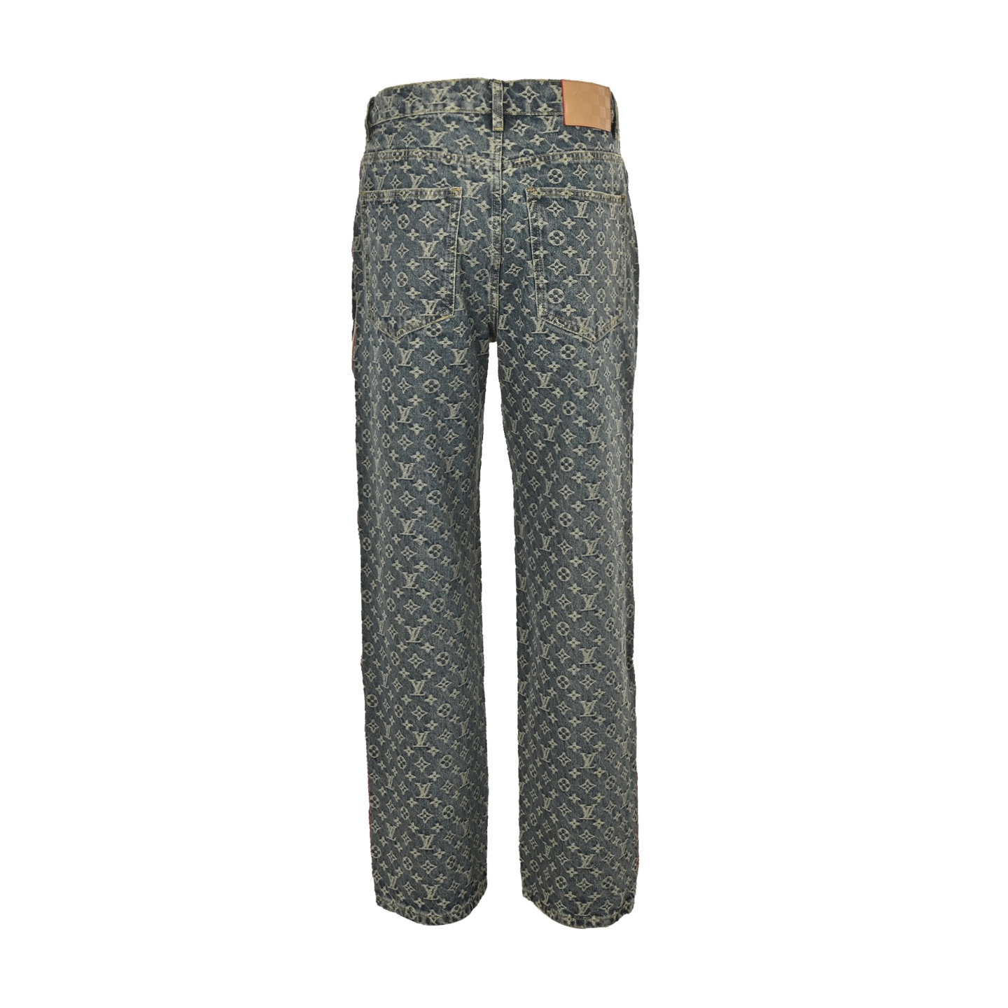 Louis Vuitton 25ss leather trim jacquard all over print jeans