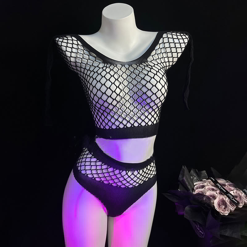 See-through Hollow Out Fishnet Lingerie Set