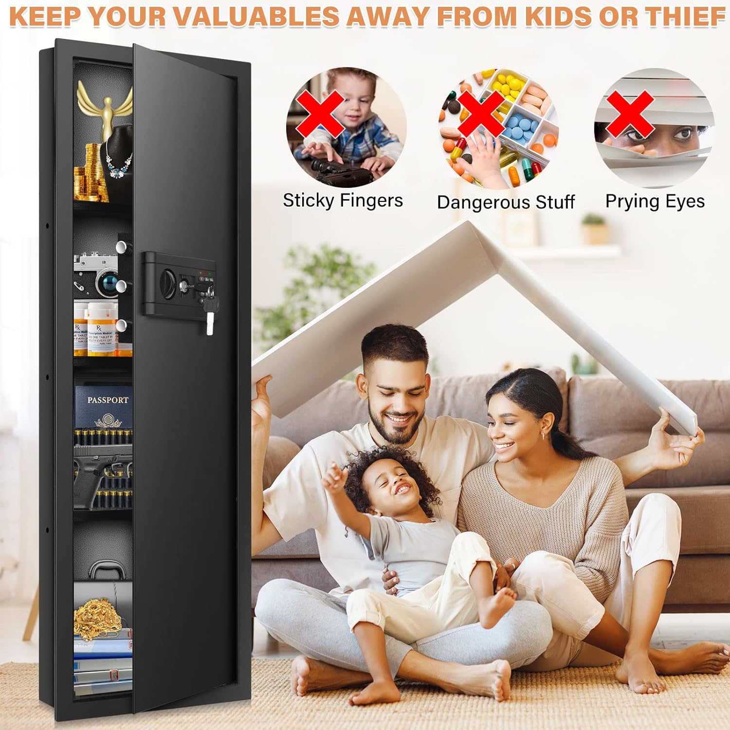 Tiskgg 43.3-inch Tall Fireproof Wall Safes Between the Studs