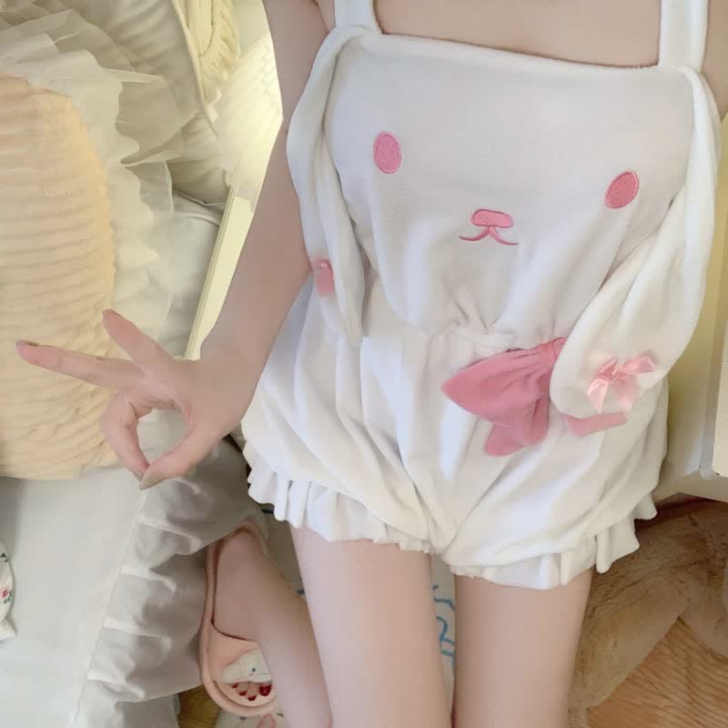 Cartoon Bunny Ears Bow Knot Lingerie