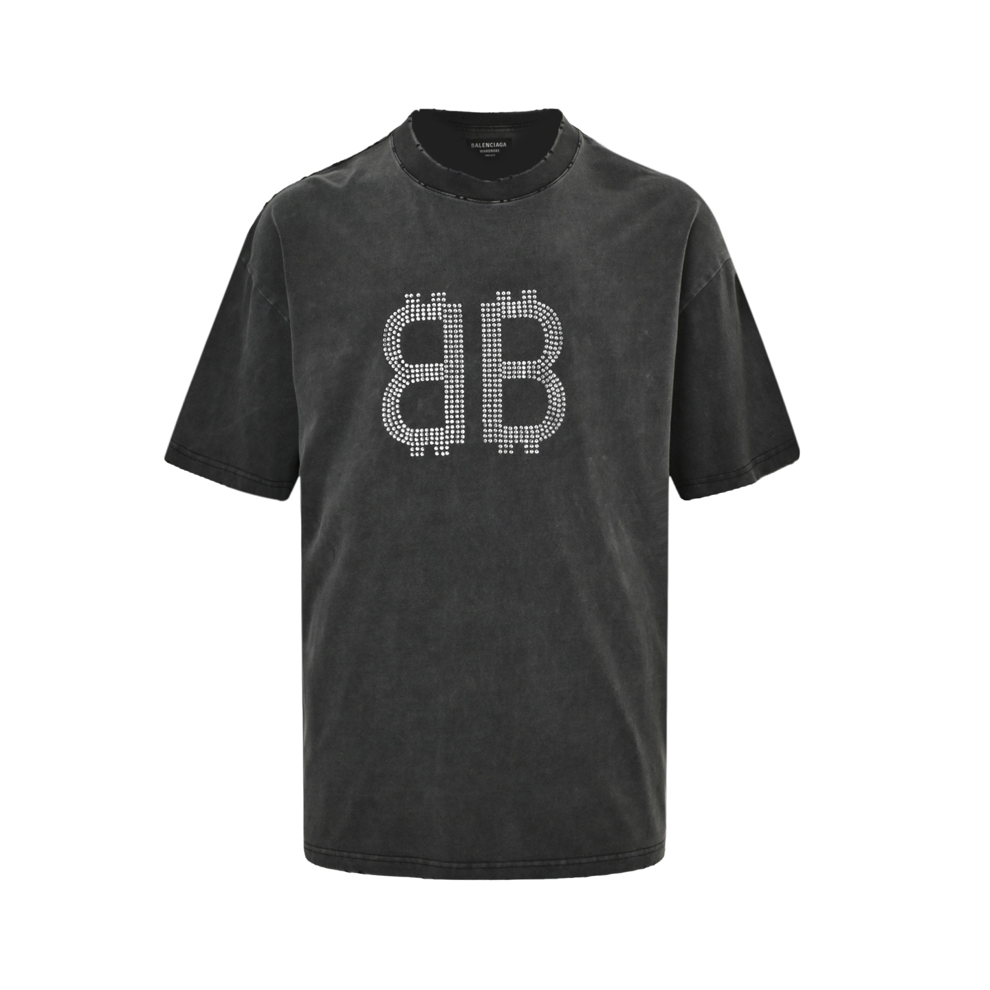 Balenciaga 25ss Double B Bitcoin Hot Diamond Fried Salt Hole Short Sleeve