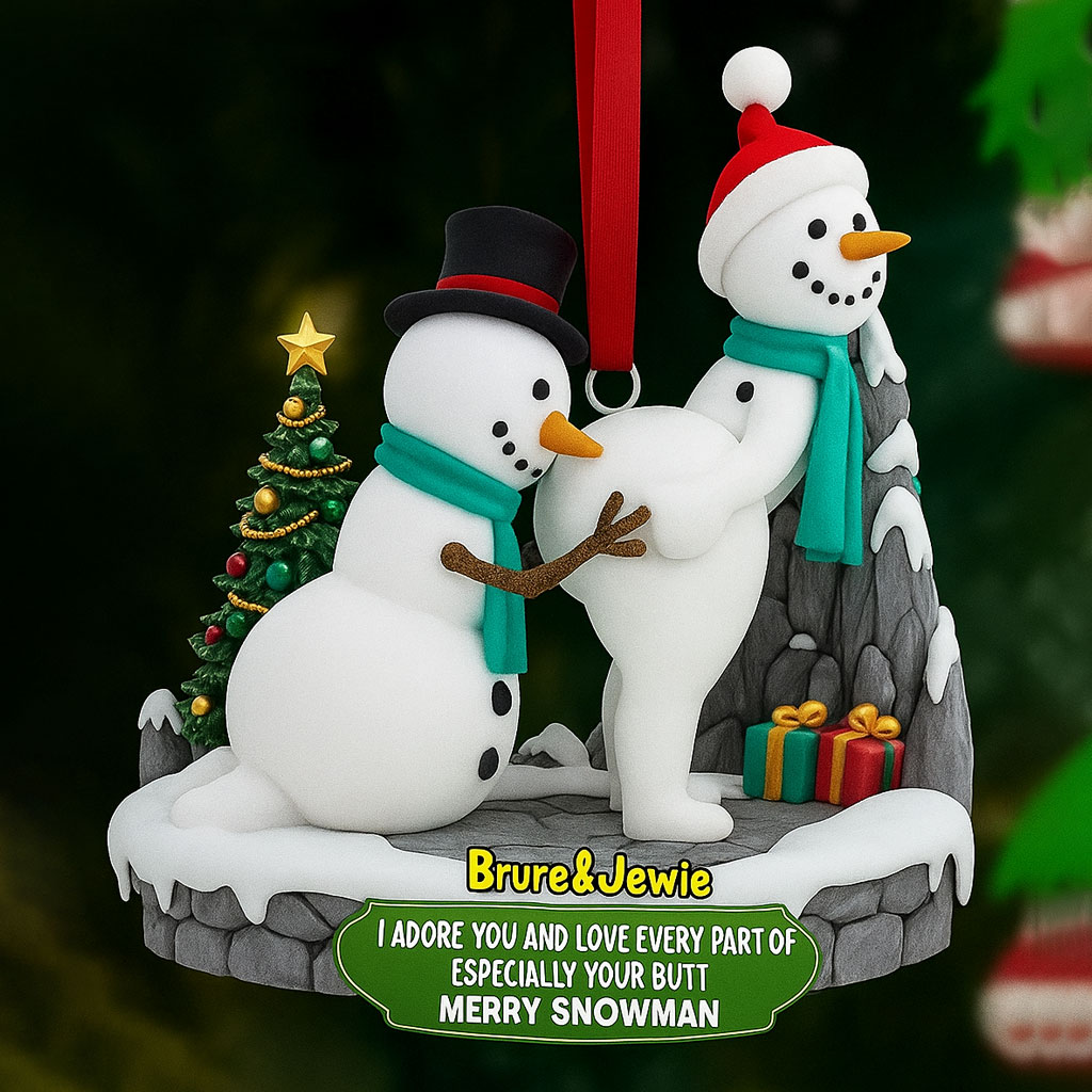 Personalized Merry Snowman Funny Couple Ornament