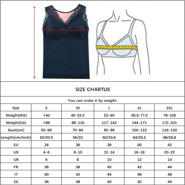 Winter Lady Thermal Lace Built-In Bra Vest Undershirt