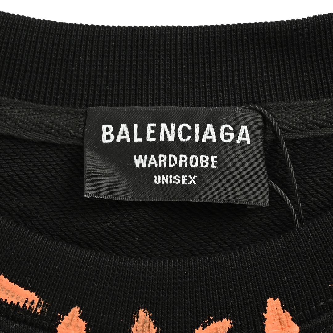 Balenciaga 24Fw Hand-painted Double B Print Crew Neck Sweatshirt