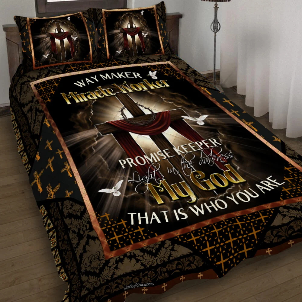 Beautiful Jesus Cross Quilt Bed Set