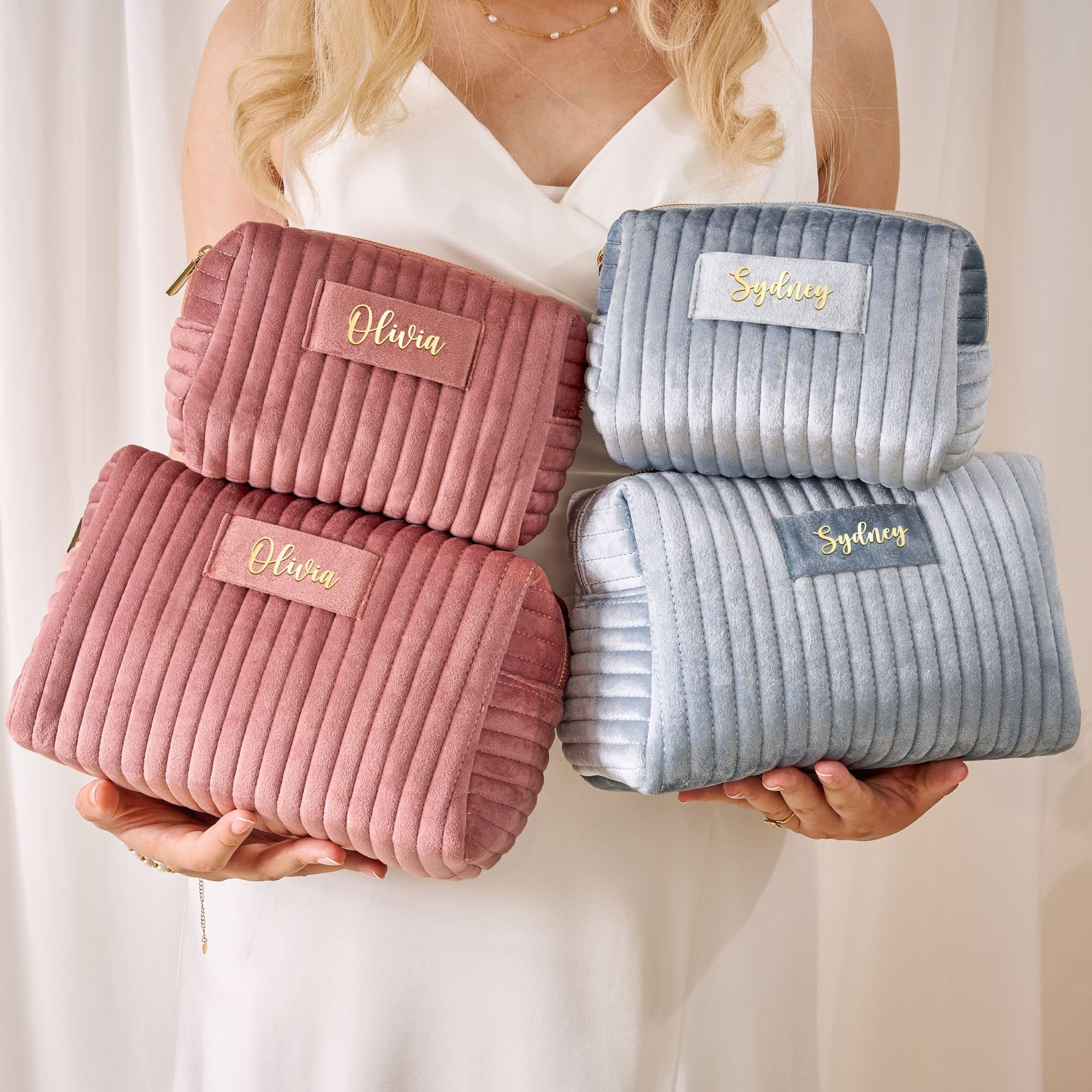 Handmade Personalized Velvet Cosmetic Bag (With Built-In Water Resistance)