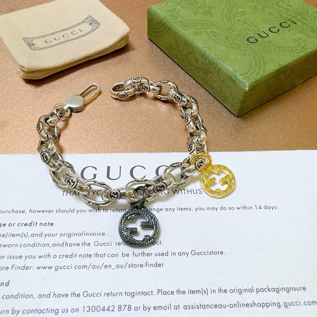 Gucci Two Tone GG Chain Bracelet
