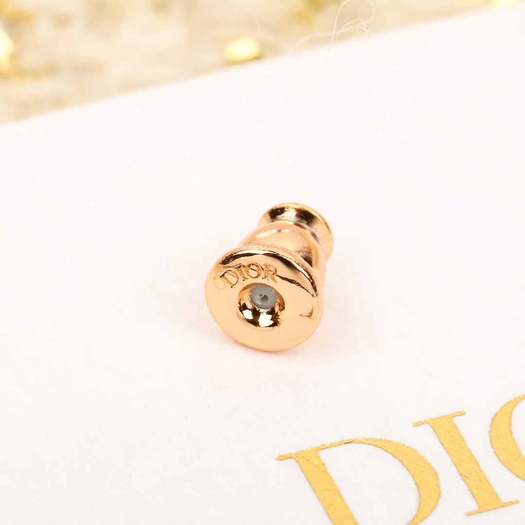 Dior letter full diamond earrings
