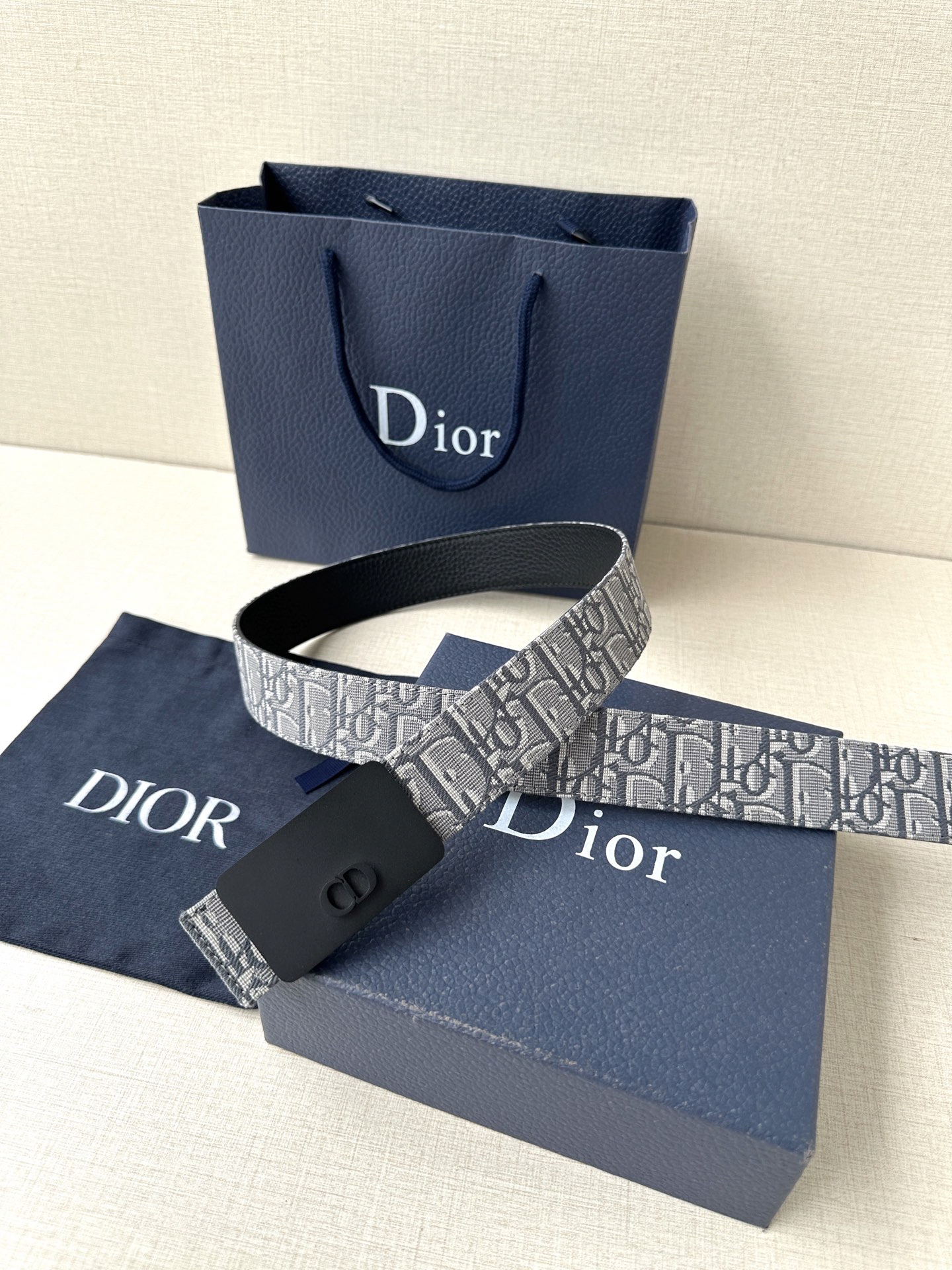 Dior square buckle leather belt 3.5CM wide