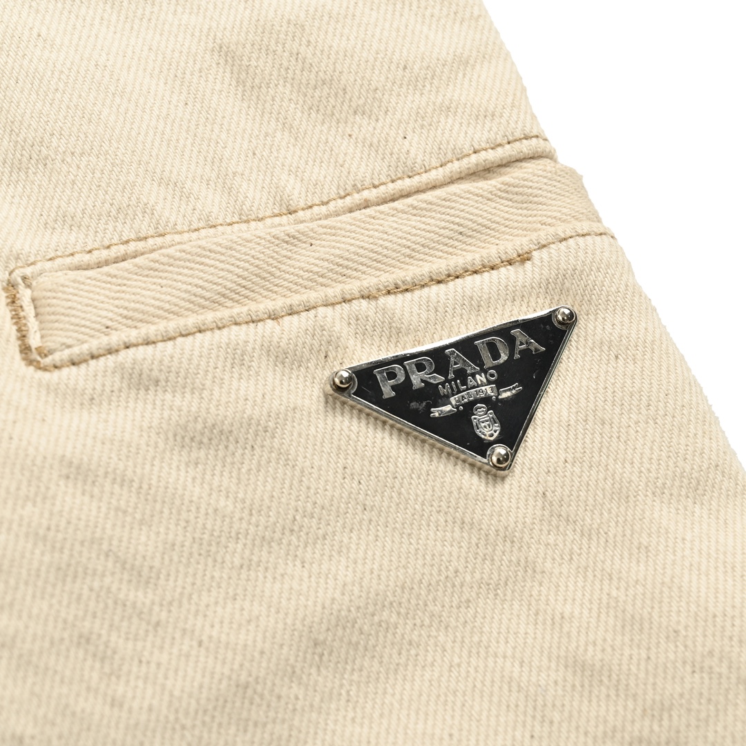 Prada 24ss triangle logo denim shorts