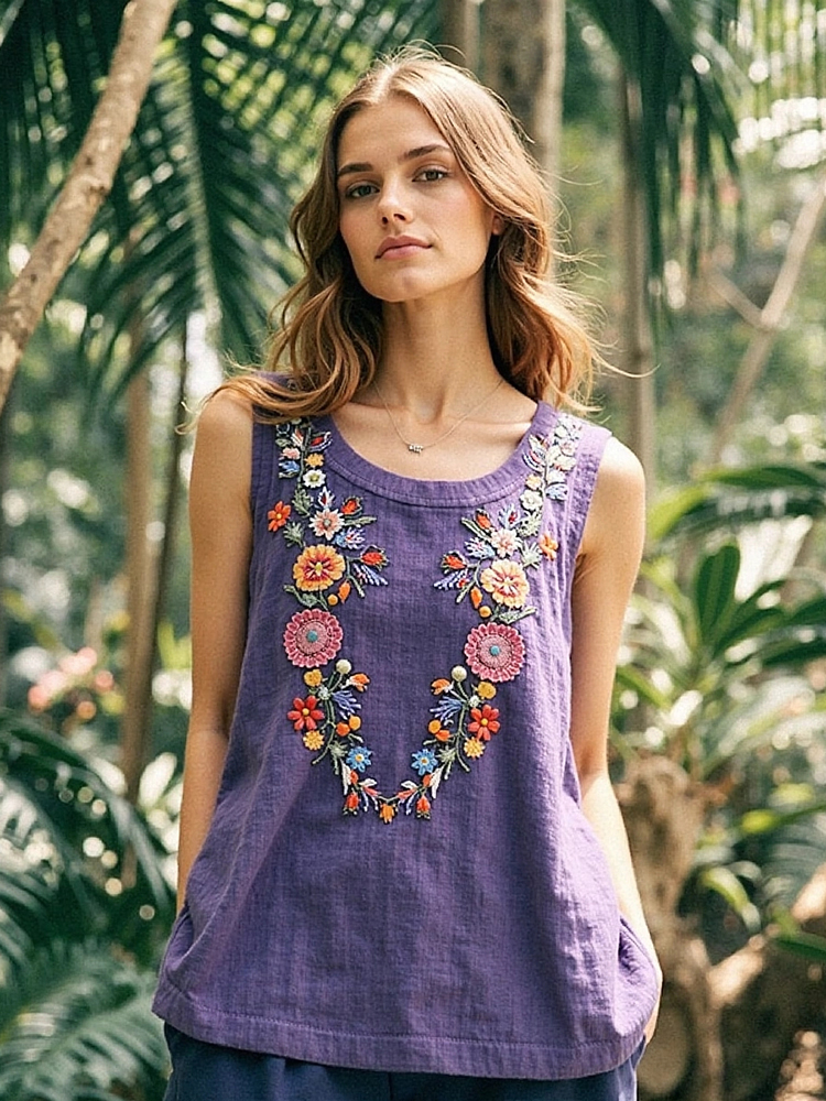 Women's Bohemian Floral Print Cozy Top