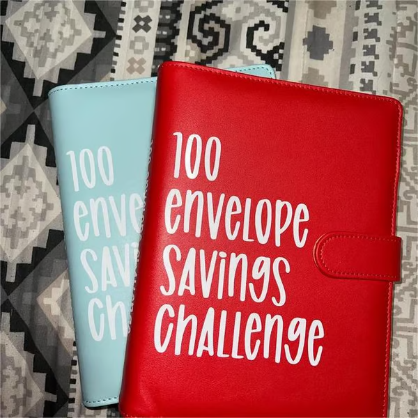 100 Envelope Challenge Binder Set-- A5 Money Saver Budget Binder Book with Cash Envelopes and SAVING CHALLENGE TRACKER