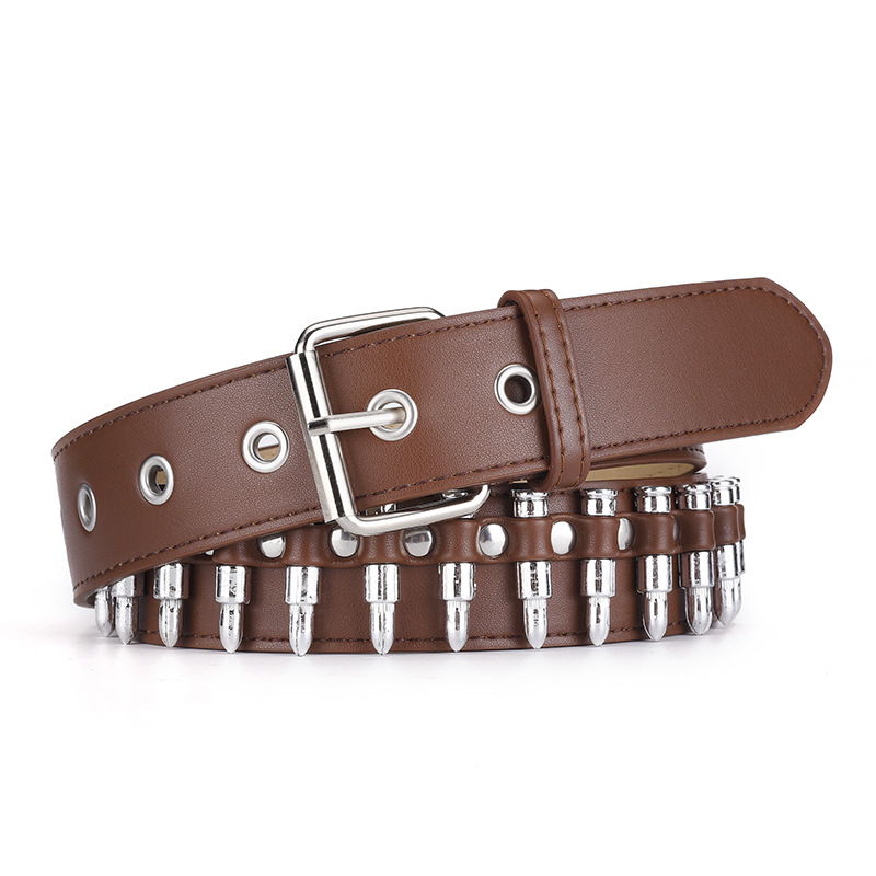 Cross-border new European and n ins style fashion bullet inlaid men's personality punk decorated jeans belt