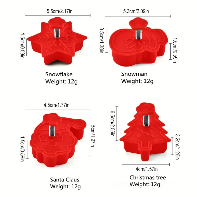 🍪🍪4 Piece Christmas Cookie Plastic Spring Cookie Mold Set