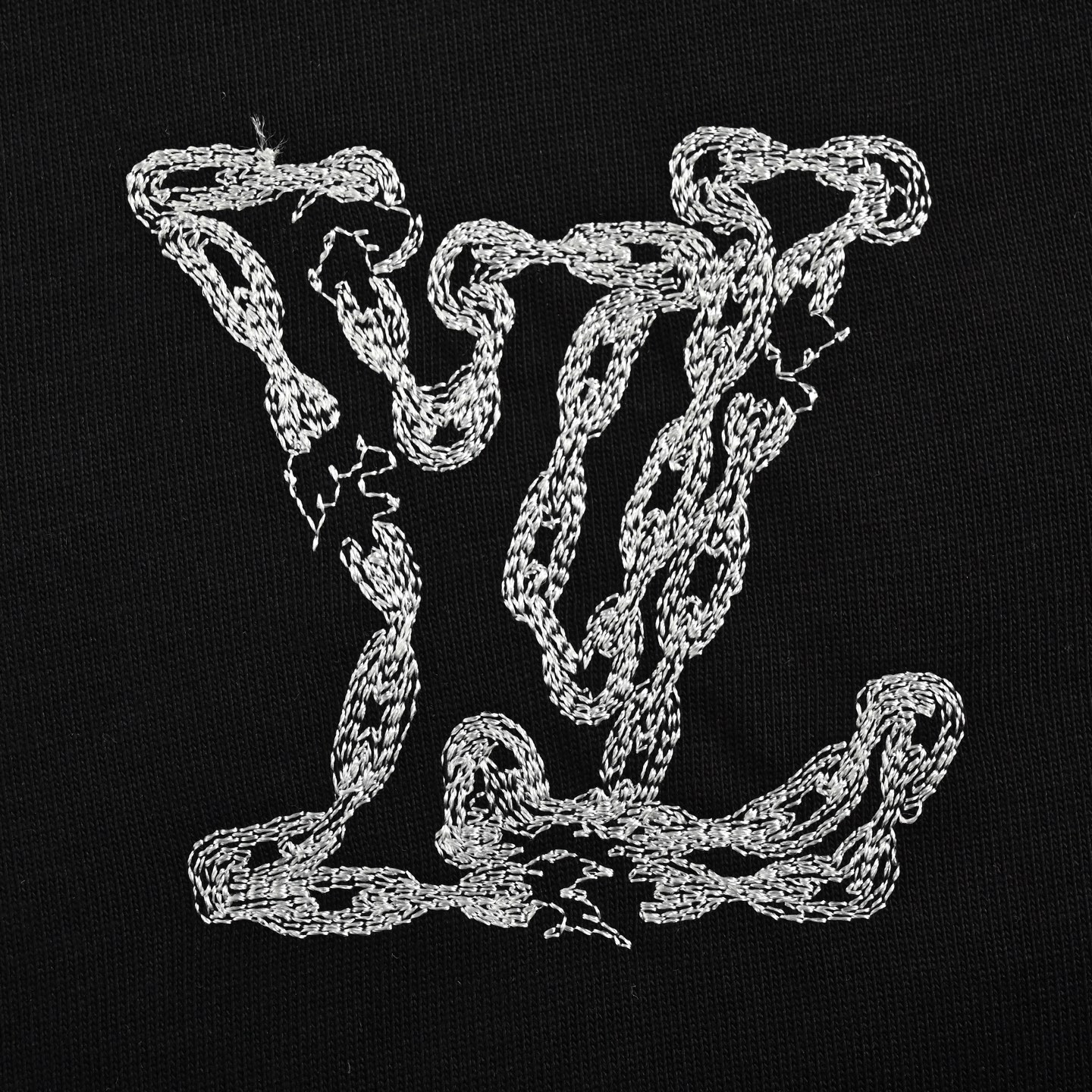 Louis Vuitton 25ss chain lettering embroidered short sleeve
