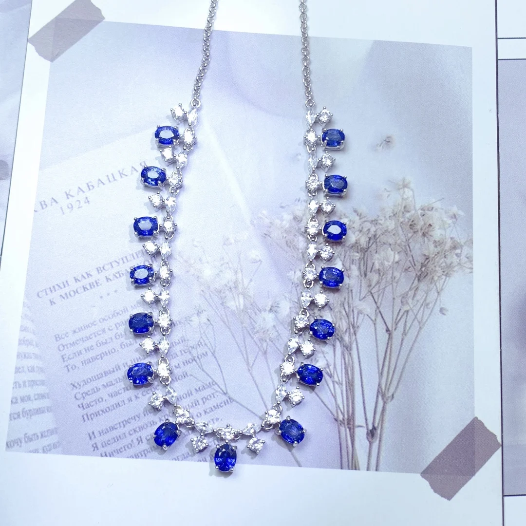 Natural Sapphire Necklace Christmas 925 Sterling Silver Ladies Gemstone 925 Silver Free Shipping Jewelry Certified Boutique