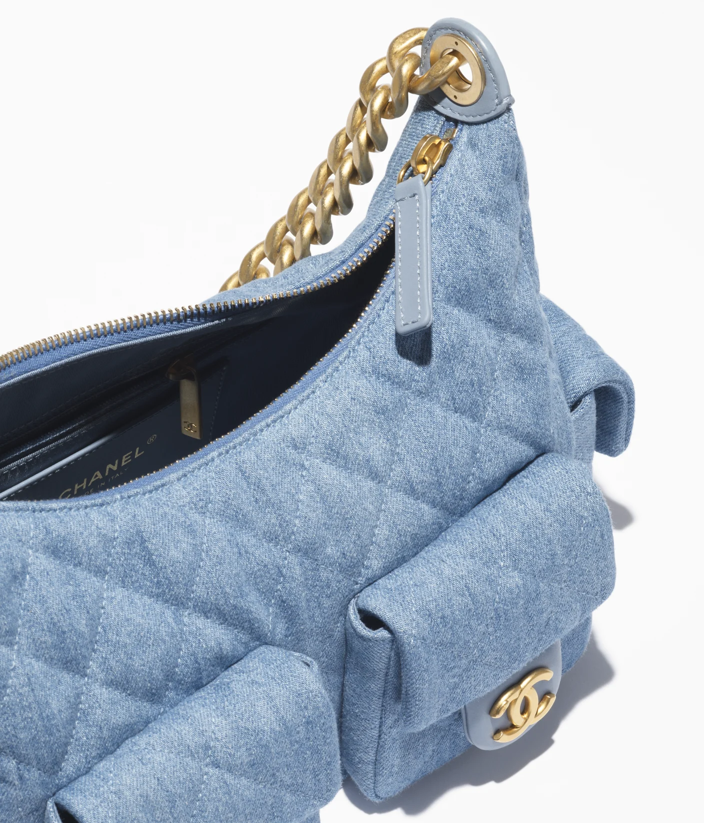 Chanel Large Hobo Bag Washed Denim & Gold-Tone Metal Blue AS5339-B19251-NG353