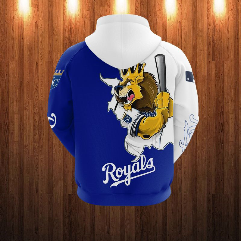 KANSAS CITY ROYALS HOODIES 3D MASCOT DESIGN