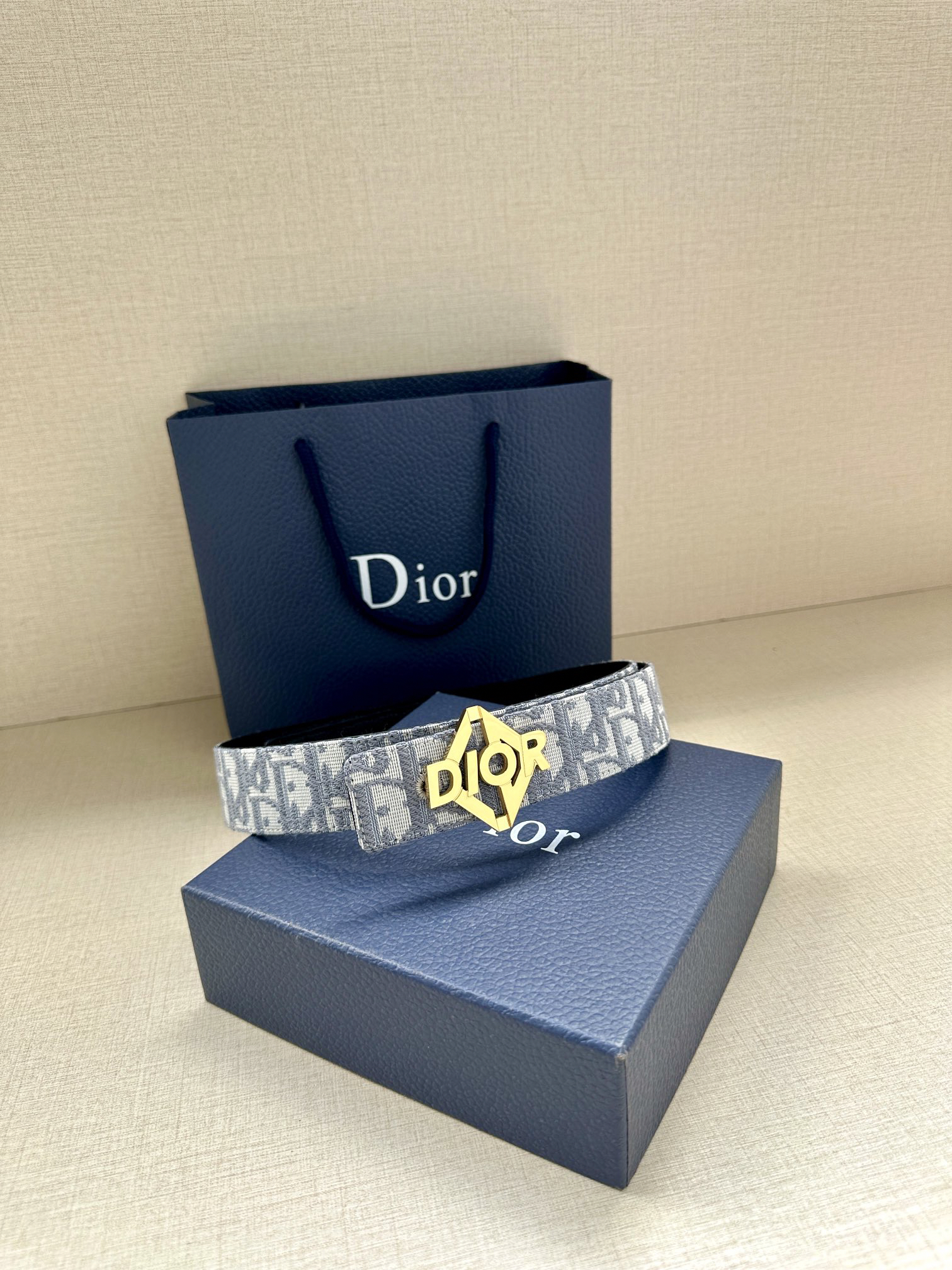 Dior square buckle leather belt 3.5CM wide