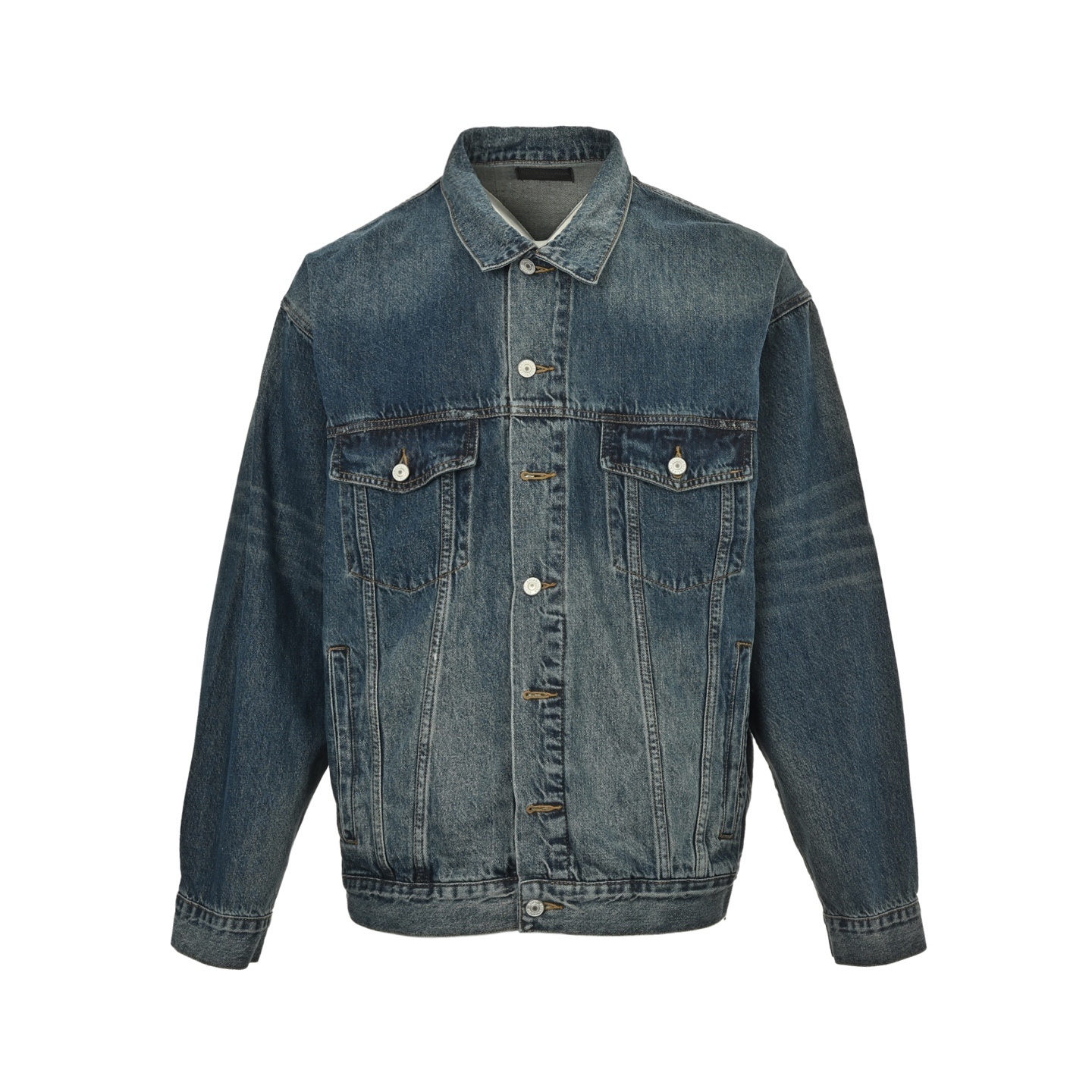 Balenciaga 25Fw blue denim jacket with silver tape print