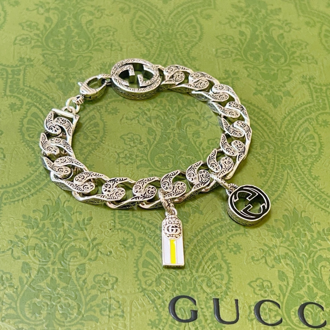 Gucci Black GG Flat Chain Bracelet