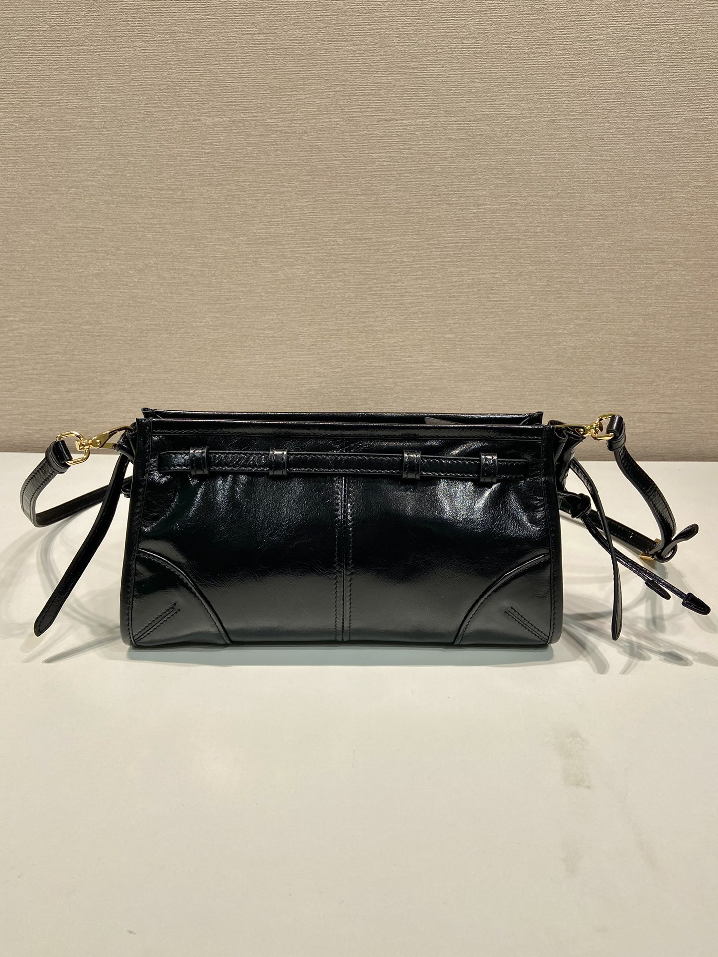 Prada LusSolf Oiled Wax Leather Shoulder Bag 1BA215