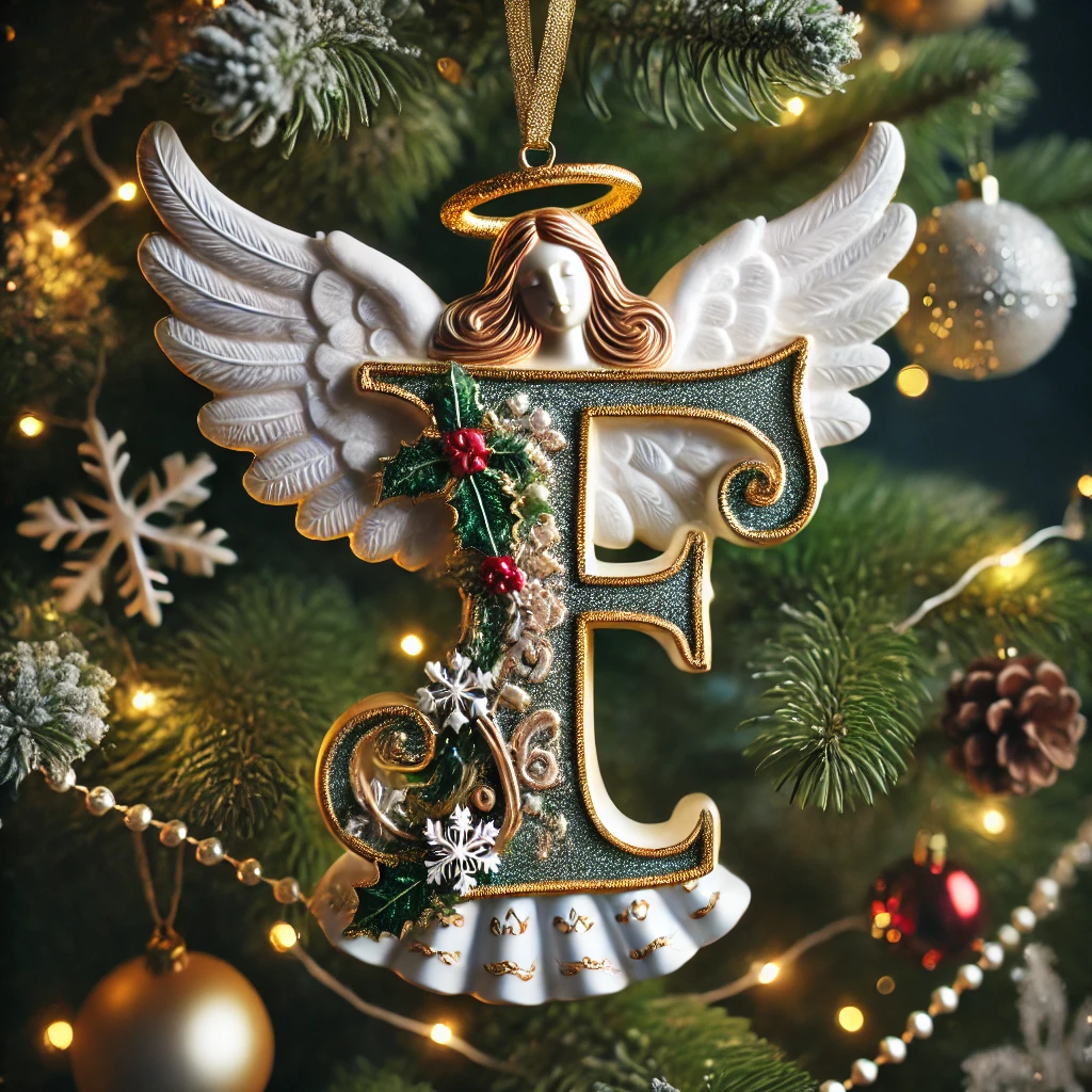 Angel Initial Christmas Ornaments