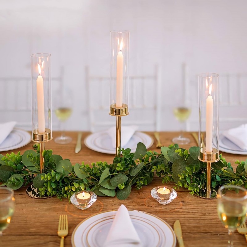 🔥CHRISTMAS ON SALE🔥Set of 3 pcs Glass Hurricane Candlestick Holders