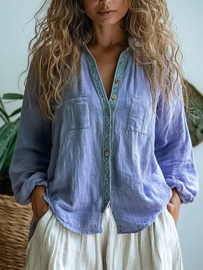 Women's Casual Cotton Long Sleeve Shirt