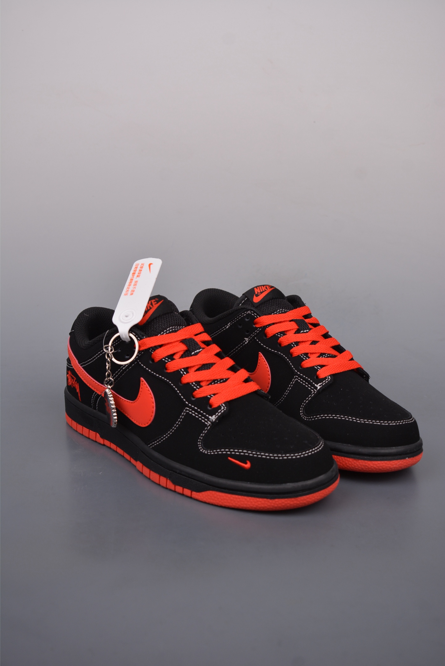 Stussy x Nike By You SB Dunk Low Retro SP Black and Red Embroidery KK1333-028